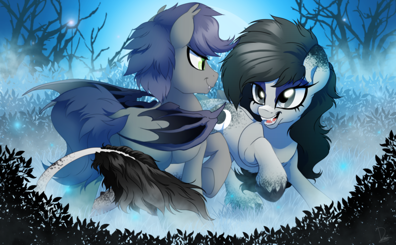 Size: 4000x2480 | Tagged: safe, artist:dormin-dim, derpibooru import, oc, unofficial characters only, bat pony, earth pony, pony, bat pony oc, bat wings, earth pony oc, image, png, wings