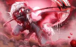 Size: 4000x2480 | Tagged: semi-grimdark, artist:dormin-dim, derpibooru import, oc, unofficial characters only, pony, covered in blood, image, png, solo