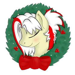 Size: 2000x2000 | Tagged: safe, artist:mercyamour, derpibooru import, oc, oc:redsun, pegasus, bow, headshot commission, image, png, solo, wreath