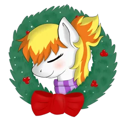 Size: 2000x2000 | Tagged: safe, artist:mercyamour, derpibooru import, oc, oc:lightspeed, pegasus, bow, female, headshot commission, image, png, solo, solo female, wreath