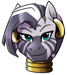 Size: 285x319 | Tagged: safe, artist:eternity9, derpibooru import, zecora, zebra, bust, cute, ear piercing, earring, female, image, jewelry, looking at you, neck rings, piercing, png, simple background, solo, transparent background, zecorable