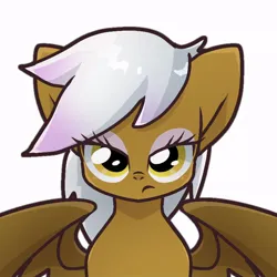 Size: 768x768 | Tagged: safe, artist:namaenonaipony, derpibooru import, gilda, ponified, pegasus, pony, bust, female, frown, image, jpeg, looking at you, mare, partially open wings, portrait, simple background, solo, species swap, white background, wings