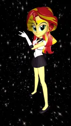 Size: 1080x1920 | Tagged: safe, artist:oatmeal!, derpibooru import, sunset shimmer, human, equestria girls, 3d, accessory swap, clothes, gmod, humanized, image, miniskirt, png, pose, sailor moon, sailor scout, simple background, skirt, solo, space