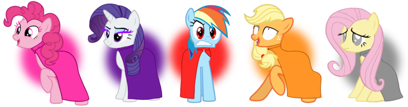 Size: 2802x738 | Tagged: safe, artist:pagiepoppie12345, derpibooru import, applejack, fluttershy, pinkie pie, rainbow dash, rarity, earth pony, pegasus, pony, unicorn, angry, bucktooth, burger, cloak, clothes, colored eyelashes, colors of raven, dc comics, eyelashes, eyeshadow, female, flower, food, frown, gray eyes, gritted teeth, hamburger, heart, horn, image, makeup, mane five, mare, missing accessory, multicolored hair, passionate, png, purple eyelashes, rainbow hair, raised hoof, raven (dc comics), sad, shrunken pupils, simple background, sitting, skull, smiling, teardrop, teen titans go, teeth, transparent background