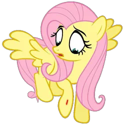 Size: 643x649 | Tagged: safe, derpibooru import, fluttershy, pegasus, pony, fanfic:fluttershy gets a papercut, blood, female, flying, image, mare, papercut, png, simple background, spread wings, transparent background, wings, worried
