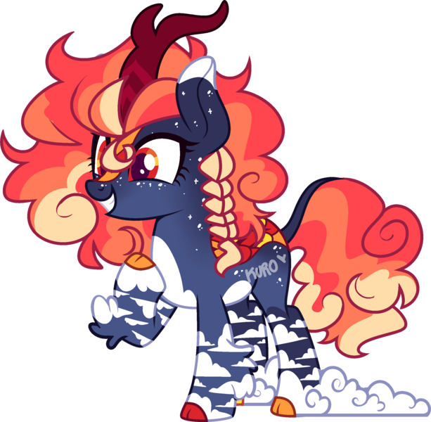 Size: 2308x2260 | Tagged: safe, artist:kurosawakuro, derpibooru import, oc, kirin, base used, female, image, magical lesbian spawn, offspring, parent:autumn blaze, parent:rainbow dash, png, simple background, solo, transparent background