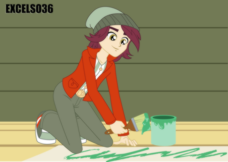 Size: 935x664 | Tagged: safe, artist:excelso36, derpibooru import, part of a set, normal norman, human, equestria girls, canterlot high, clothes, image, male, painting, png, show accurate, solo