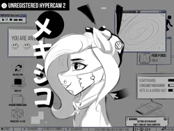 Size: 3200x2400 | Tagged: safe, artist:poxy_boxy, derpibooru import, fluttershy, pegasus, pony, antonymph, black and white, bust, face mask, female, fluttgirshy, gir, gray background, grayscale, image, jpeg, mare, mask, monochrome, profile, simple background, vylet pony, wip