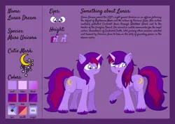 Size: 1920x1367 | Tagged: safe, artist:alexdti, derpibooru import, oc, oc:lunar dream, pony, unicorn, female, image, mare, png, reference sheet, solo