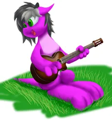 Size: 2176x2352 | Tagged: safe, artist:dianetgx, derpibooru import, oc, oc:diane tgx, dracony, dragon, hybrid, acoustic guitar, grass, guitar, image, looking back, musical instrument, png, simple background, singing, sitting, smiling, white background