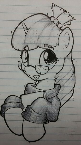Size: 720x1280 | Tagged: safe, artist:whiskeypanda, derpibooru import, moondancer, pony, unicorn, ballpoint pen, book, bust, clothes, cute, eyebrows, glasses, image, ink, ink drawing, jpeg, lined paper, looking at you, open mouth, sweater, traditional art