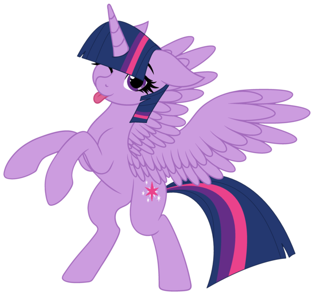 Size: 3499x3288 | Tagged: safe, artist:starshade, artist:twilyisbestpone, derpibooru import, twilight sparkle, twilight sparkle (alicorn), alicorn, pony, ;p, adorkable, base used, bipedal, cute, dork, female, high res, hooves up, image, looking at you, mare, one eye closed, png, pretty, silly, simple background, solo, spread wings, tongue out, transparent background, twiabetes, wings, wink, winking at you