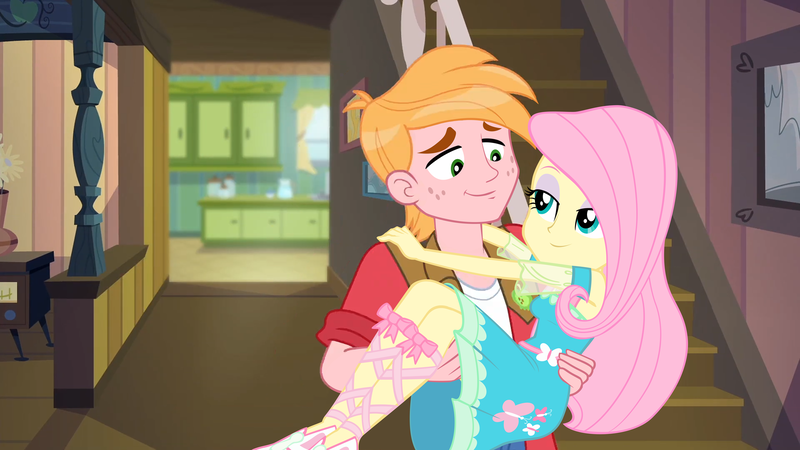 Size: 1920x1080 | Tagged: safe, derpibooru import, edit, edited screencap, screencap, big macintosh, fluttershy, human, do it for the ponygram!, equestria girls, equestria girls series, five to nine, spoiler:eqg series (season 2), bridal carry, carrying, female, fluttermac, image, looking at each other, looking at someone, male, png, shipping, smiling, smiling at each other, straight