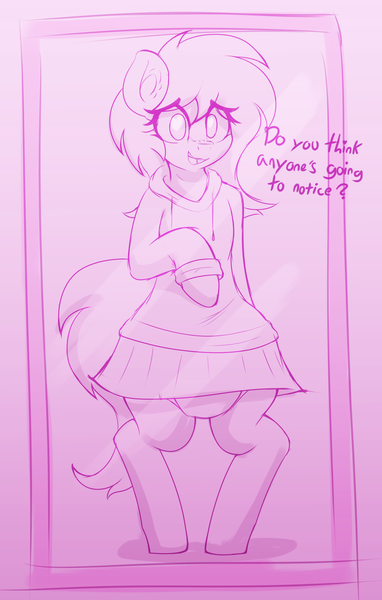 Size: 2393x3757 | Tagged: suggestive, artist:czu, derpibooru import, oc, oc:naveen numbers, unofficial characters only, earth pony, semi-anthro, bipedal, clothes, dialogue, diaper, hoodie, image, mirror, png, skirt