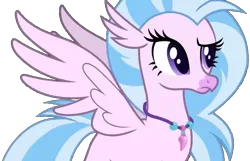 Size: 1089x703 | Tagged: safe, derpibooru import, silverstream, classical hippogriff, hippogriff, pony, female, image, looking right, mare, pink skin, png, simple background, solo, spread wings, standing, transparent background, wings