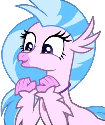 Size: 643x766 | Tagged: safe, derpibooru import, silverstream, classical hippogriff, hippogriff, pony, female, happy, image, looking left, mare, pink skin, png, simple background, solo, transparent background