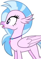 Size: 509x721 | Tagged: safe, derpibooru import, silverstream, classical hippogriff, hippogriff, pony, female, image, looking left, mare, open mouth, pink skin, png, simple background, solo, transparent background