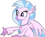 Size: 969x798 | Tagged: safe, derpibooru import, silverstream, classical hippogriff, hippogriff, pony, female, image, looking left, mare, pink skin, png, simple background, solo, transparent background