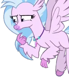 Size: 743x829 | Tagged: safe, derpibooru import, silverstream, classical hippogriff, hippogriff, pony, female, flying, image, looking left, mare, pink skin, png, simple background, solo, transparent background