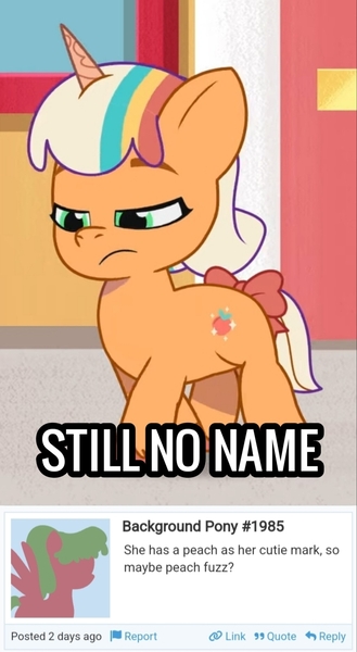 Size: 1500x2739 | Tagged: safe, derpibooru import, edit, edited screencap, screencap, pony, unicorn, my little pony: tell your tale, spoiler:g5, spoiler:my little pony: tell your tale, spoiler:tyts01e20, bow, female, filly, foal, g5, image, jpeg, one trick pony (episode), peach fizz, solo, tail, tail bow