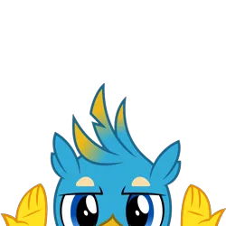 Size: 10000x10000 | Tagged: safe, artist:ponygamer2020, derpibooru import, gallus, gryphon, absurd resolution, cute, hand, image, looking at you, male, peekaboo, peeking, png, simple background, solo, soon, transparent background, vector