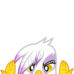 Size: 10000x10000 | Tagged: safe, artist:ponygamer2020, derpibooru import, part of a set, gilda, gryphon, absurd resolution, cute, female, hand, image, looking at you, peekaboo, peeking, png, simple background, solo, soon, transparent background, vector
