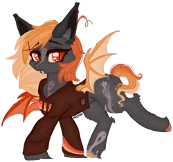 Size: 637x595 | Tagged: safe, artist:krazykari, derpibooru import, oc, oc:blair, bat pony, pony, clothes, female, hoodie, image, mare, png, simple background, solo, transparent background