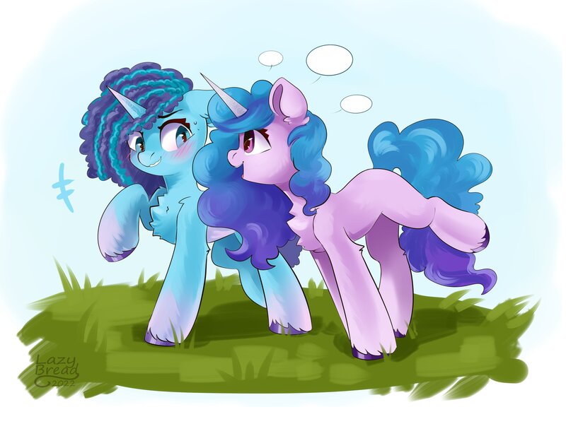 Size: 4000x3000 | Tagged: safe, artist:lazybread, derpibooru import, izzy moonbow, unicorn, g5, duo, image, jpeg, misty brightdawn