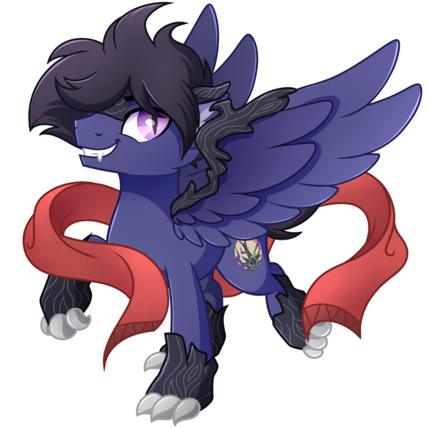 Size: 2000x2000 | Tagged: artist needed, safe, derpibooru import, oc, oc:fenris ebonyglow, original species, pegasus, pony, timber pony, timber wolf, clothes, image, png, scarf, simple background, species swap, transparent background