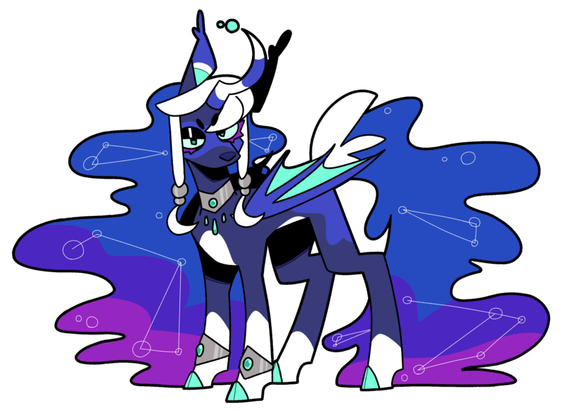 Size: 2676x1949 | Tagged: safe, artist:pumpkin-phantom, derpibooru import, princess luna, alicorn, pony, constellation, image, png, redesign, simple background, solo, transparent background