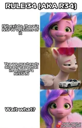 Size: 2568x4015 | Tagged: safe, derpibooru import, pipp petals, zipp storm, my little pony: a new generation, car, g5, image, instagram, meme, nissan, nissan skyline, nissan skyline gtr, png, r34 skyline, rule 34, smiling, smirk, youtube link