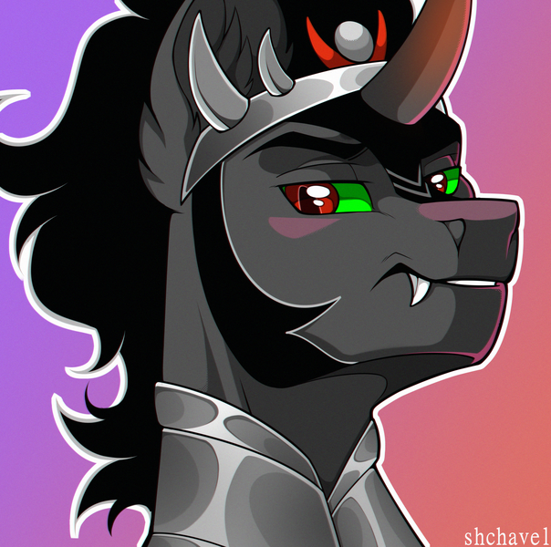 Size: 2315x2300 | Tagged: safe, artist:shchavel, derpibooru import, king sombra, pony, art, commission, commission open, ear fluff, image, male, png