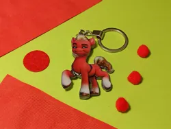Size: 1280x961 | Tagged: safe, artist:king franch, derpibooru import, sprout cloverleaf, earth pony, antagonist, cute, g5, handmade, image, irl, jpeg, keychain, looking at you, male, merchandise, photo, simple background, solo, solo male