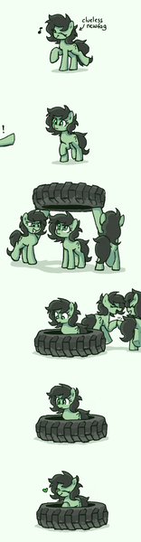 Size: 514x1973 | Tagged: safe, artist:plunger, derpibooru import, oc, oc:anonfilly, unofficial characters only, earth pony, pony, /mlp/, 4chan, cute, dancing, drawthread, earth pony oc, exclamation point, eyes closed, female, filly, green background, happy, heart, hoofbump, image, multeity, music notes, newfag, png, pointing, ponified animal photo, prank, simple background, smiling, teeth, tire, wheel tire, white background