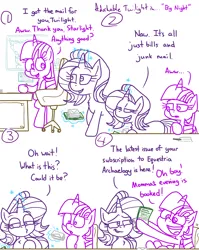 Size: 4779x6013 | Tagged: safe, artist:adorkabletwilightandfriends, derpibooru import, twilight sparkle, twilight sparkle (alicorn), alicorn, comic:adorkable twilight and friends, absurd resolution, adorkable, adorkable twilight, bookhorse, comic, cute, desk, dork, excited, friendship, happy, image, magazine, magic, mail, map, nerd, nerd pony, office, paper, pen, playing, png, sitting, slice of life, teasing, working