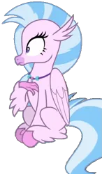 Size: 325x556 | Tagged: safe, derpibooru import, silverstream, classical hippogriff, hippogriff, pony, school raze, female, image, looking left, mare, pink skin, png, profile, simple background, sitting, transparent background