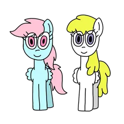 Size: 729x727 | Tagged: safe, artist:universalfan5678, derpibooru import, surprise, wind whistler, pegasus, pony, adoraprise, best friends, colored, cute, duo, eye clipping through hair, female, folded wings, friends, g1, g1 to g4, g4, generation leap, image, mare, png, simple background, smiling, transparent background, whistlerbetes, wings
