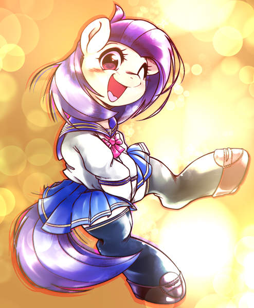 Size: 1879x2281 | Tagged: safe, artist:kurogewapony, derpibooru import, oc, oc:southern sail, unofficial characters only, earth pony, pony, clothes, cute, female, image, looking at you, mare, png, school uniform, smiling, smiling at you, solo