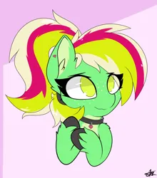 Size: 2200x2500 | Tagged: safe, artist:starmaster, derpibooru import, oc, oc:gumdrops, unofficial characters only, pegasus, pony, collar, ear fluff, eye clipping through hair, female, freckles, heart, heart earring, high res, hooves, image, mare, no pupils, pale belly, png, signature, solo, unshorn fetlocks