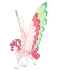 Size: 3500x4000 | Tagged: safe, artist:gigason, derpibooru import, oc, oc:strawberry rose, pegasus, pony, colored wings, female, image, mare, multicolored wings, obtrusive watermark, png, simple background, solo, transparent background, watermark, wings