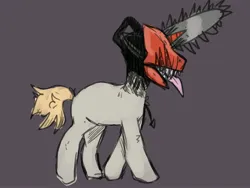 Size: 4000x3000 | Tagged: safe, alternate version, artist:sleepymist, derpibooru import, ponified, pony, unicorn, anime, chainsaw, chainsaw man, colored sketch, denji, image, jpeg, rough sketch