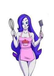 Size: 2894x4093 | Tagged: suggestive, artist:brother-tico, derpibooru import, rarity, equestria girls, apron, breasts, busty rarity, cleavage, clothes, female, image, naked apron, partial nudity, png, simple background, smiling, solo, solo female, spatula, whisk, white background