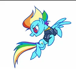 Size: 1620x1486 | Tagged: safe, artist:drtuo4, derpibooru import, rainbow dash, pegasus, pony, female, flying, image, jpeg, mare, older, older rainbow dash, one wing out, open mouth, open smile, simple background, smiling, solo, white background, wings