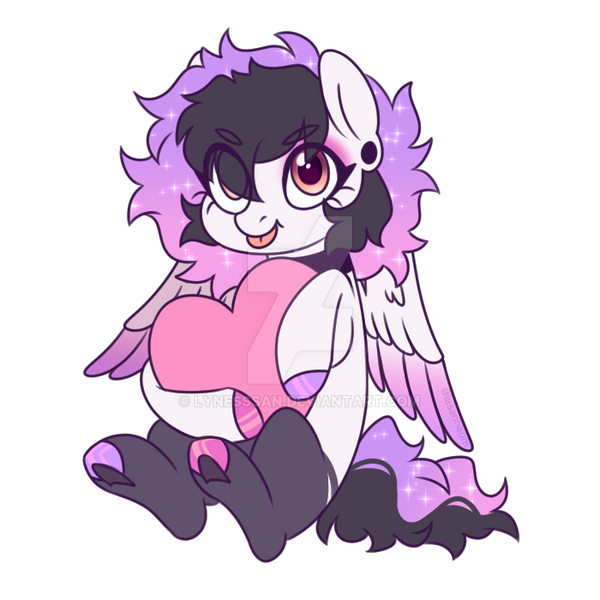 Size: 600x600 | Tagged: safe, artist:lynesssan, derpibooru import, oc, pegasus, pony, female, heart, heart pillow, image, mare, pillow, png, simple background, solo, transparent background