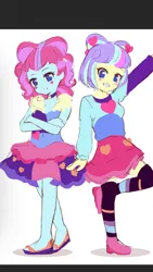 Size: 1073x1908 | Tagged: safe, artist:moh_mlp2, derpibooru import, kiwi lollipop, supernova zap, pony, equestria girls, equestria girls series, sunset's backstage pass!, spoiler:eqg series (season 2), clothes, crossed arms, duo, duo female, female, image, jpeg, looking at you, mare, skirt, smiling, smiling at you