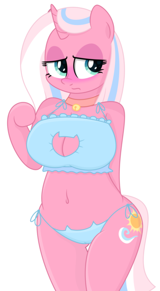 Size: 2748x4995 | Tagged: suggestive, artist:an-tonio, artist:thatusualguy06, derpibooru import, clear sky, anthro, semi-anthro, unicorn, .svg available, :s, arm hooves, big breasts, blue underwear, blushing, boob window, bra, breasts, busty clear sky, cat keyhole bra set, cat lingerie, clothes, derpibooru exclusive, female, high res, image, lidded eyes, lingerie, milf, png, simple background, solo, solo female, transparent background, underass, underwear, vector, wavy mouth