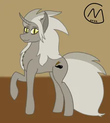 Size: 2104x2357 | Tagged: safe, artist:maître cervidé, derpibooru import, oc, oc:bright owl, unicorn, bat eyes, fangs, female, fluffy mane, fluffy tail, huge mane, huge tail, image, png, solo, tail