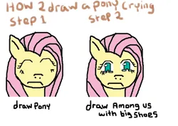 Size: 1228x868 | Tagged: safe, derpibooru import, fluttershy, 4chan, among us, crying, image, ms paint, png, text, tutorial, zimbabwe