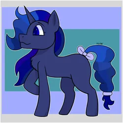 Size: 2100x2100 | Tagged: safe, artist:pillow, derpibooru import, oc, oc:night, pony, unicorn, bow, image, png, side view, simple background, solo