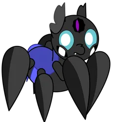 Size: 2615x2791 | Tagged: safe, artist:theunidentifiedchangeling, derpibooru import, oc, oc:17th seeker, unofficial characters only, arthropod, black sclera, frown, image, looking at something, multiple eyes, png, purple eye, simple background, solo, transparent background, unknown species